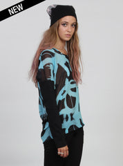 WEEKEND TOP AQ/BLK SPRAY