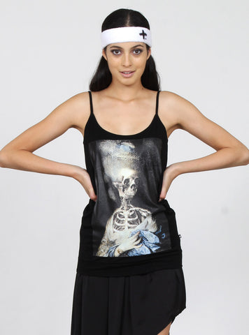 RAINBOW SINGLET - LADY SKELETON - BLACK