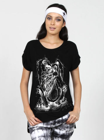 SING TEE - SKETCHY BUNNY - BLACK