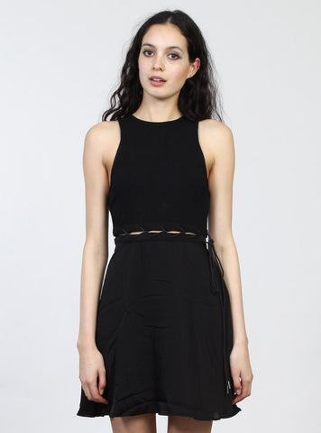 SPLIT LACE DRESS - BLACK