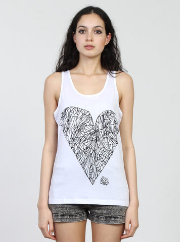 TUESDAY SINGLET - DIAMOND HEART - WHITE