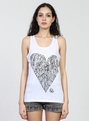 TUESDAY SINGLET - DIAMOND HEART - WHITE