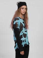 WEEKEND TOP AQ/BLK SPRAY