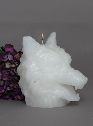 CANDLE - WOLF - WHITE