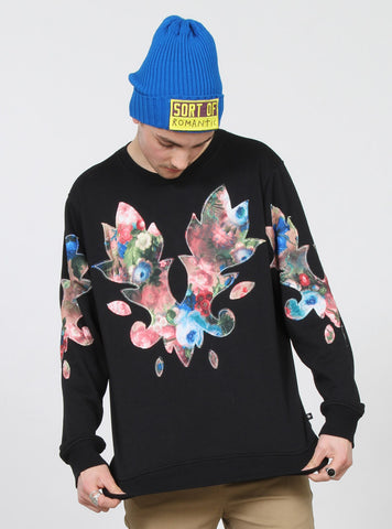 IN BLOOM CREW BLACK/FLORAL