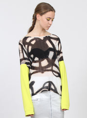 WEEKEND TOP BLK/WHT SPRAY