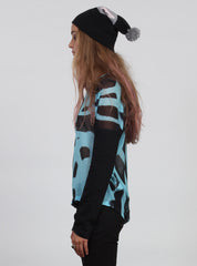 WEEKEND TOP AQ/BLK SPRAY