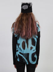 WEEKEND TOP AQ/BLK SPRAY