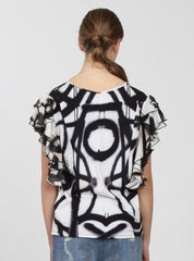 BUTTERFLY TOP BLK/WHT SPRAY