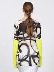 WEEKEND TOP BLK/WHT SPRAY