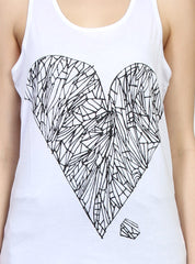 TUESDAY SINGLET - DIAMOND HEART - WHITE