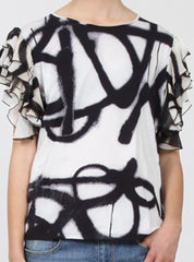 BUTTERFLY TOP BLK/WHT SPRAY