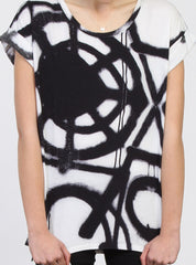 SING TEE BLK/WHT SPRAY