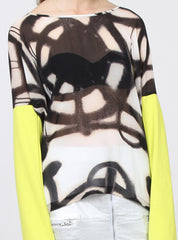 WEEKEND TOP BLK/WHT SPRAY