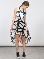 MODEL DRESS BLK/WHT SPRAY
