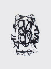 TWISTER DRESS BLK/WHT SPRAY