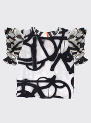 BUTTERFLY TOP BLK/WHT SPRAY