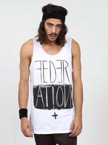 AYE SINGLET - FEDERATION STROKE - WHITE