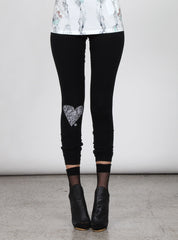 LONG LEG LEGGINGS - DIAMOND HEART - BLACK