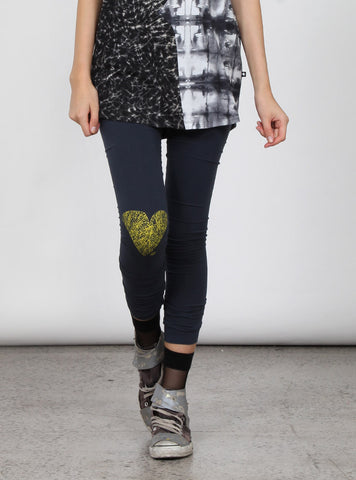 LONG LEG LEGGINGS - DIAMOND HEART - PETROL