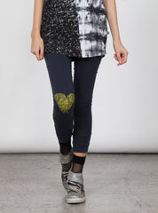 LONG LEG LEGGINGS - DIAMOND HEART - PETROL