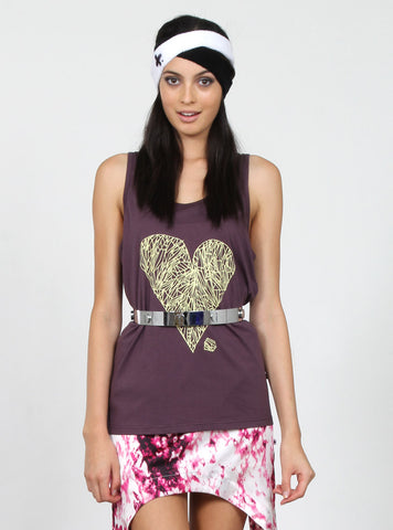 TUESDAY SINGLET - DIAMOND HEART - PURPLE