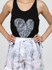 TUESDAY SINGLET - DIAMOND HEART - BLACK