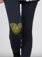 LONG LEG LEGGINGS - DIAMOND HEART - PETROL