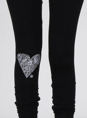 LONG LEG LEGGINGS - DIAMOND HEART - BLACK