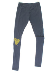 LONG LEG LEGGINGS - DIAMOND HEART - PETROL