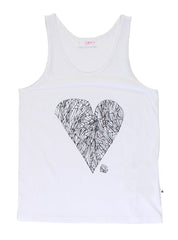 TUESDAY SINGLET - DIAMOND HEART - WHITE
