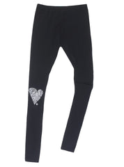 LONG LEG LEGGINGS - DIAMOND HEART - BLACK