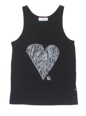 TUESDAY SINGLET - DIAMOND HEART - BLACK